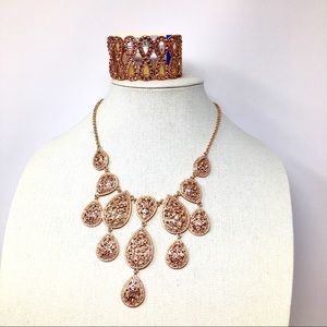 Monet Rose Gold tone Necklace and Bracelet